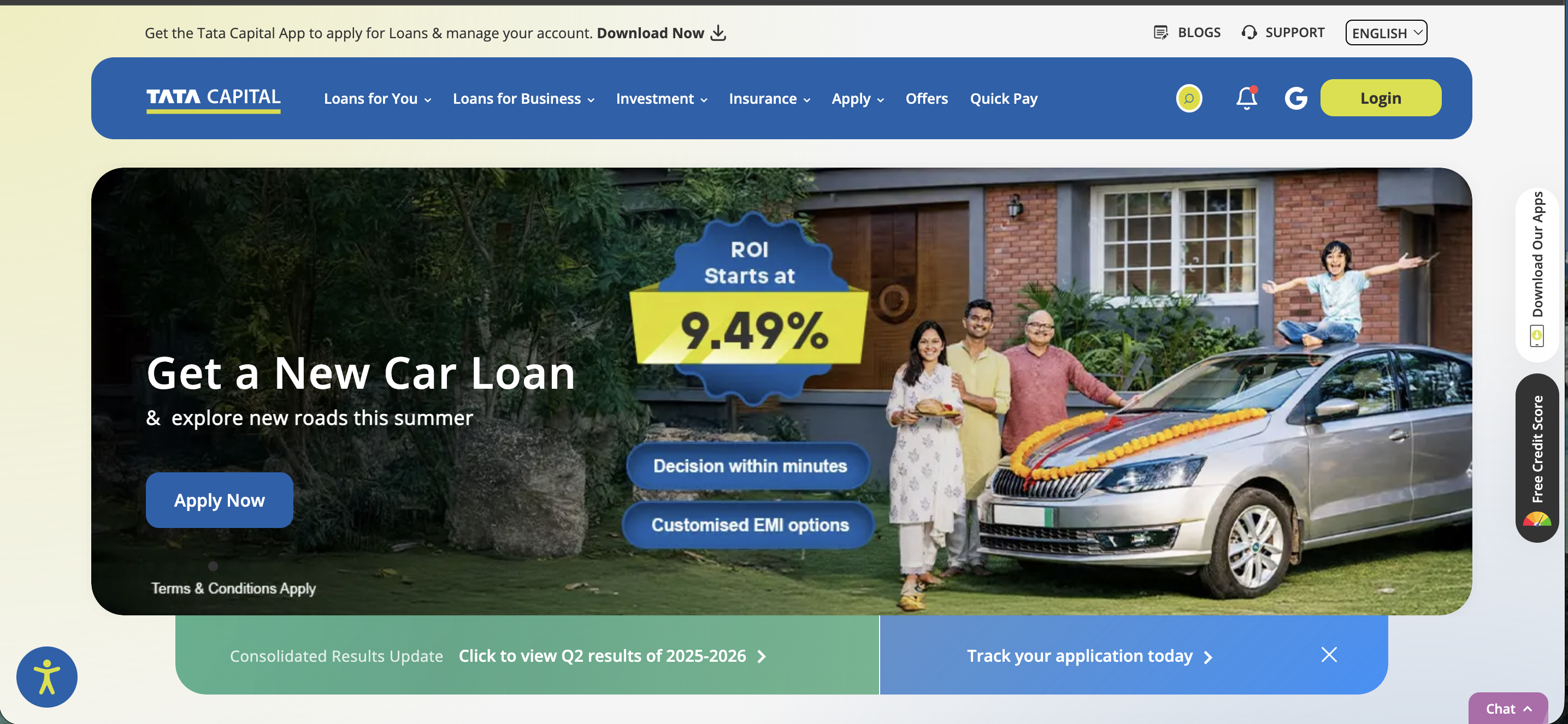 Tata Capital (Motor Finance) website